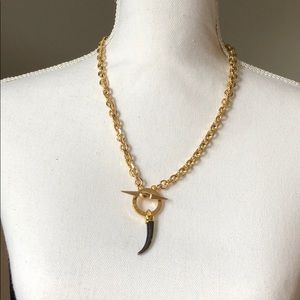 Gold Horn Charm Necklace